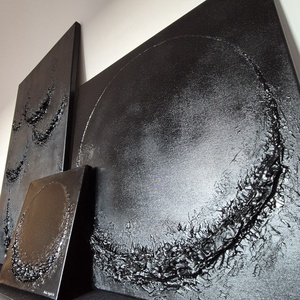 60x60cm Fekete absztrakt festmény - művészet - festmény - akril - Meska.hu