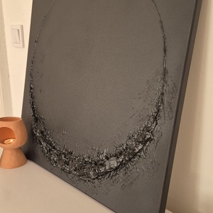60x60cm Fekete absztrakt festmény - művészet - festmény - akril - Meska.hu