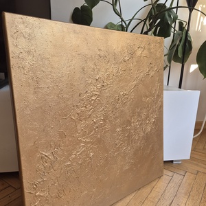60x60cm Arany/bronz textúrált absztrakt akril festmény  - művészet - festmény - akril - Meska.hu