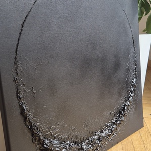 60x60cm Fekete absztrakt festmény - művészet - festmény - akril - Meska.hu