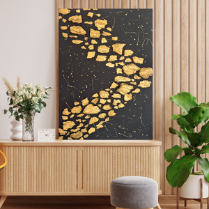 Fekete arany absztrakt kép, festmény 70x100cm - művészet - festmény - festmény vegyes technika - Meska.hu