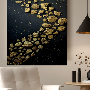 Fekete arany textúrált absztrakt festmény 70x100cm  - művészet - festmény - akril - Meska.hu