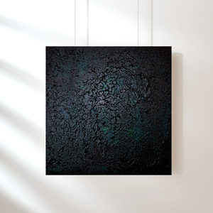 Fekete zöld textúrált absztrakt festmény 40x40cm - művészet - festmény - akril - Meska.hu