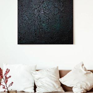 Fekete zöld textúrált absztrakt festmény 40x40cm - művészet - festmény - akril - Meska.hu