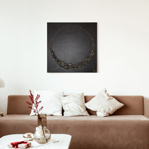 50x50cm Fekete arany absztrakt festmény  - művészet - festmény - akril - Meska.hu