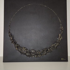 50x50cm Fekete arany absztrakt festmény  - művészet - festmény - akril - Meska.hu