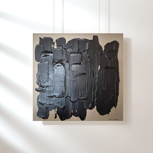 40x40cm Fekete bézs textúrált absztrakt festmény  - művészet - festmény - akril - Meska.hu