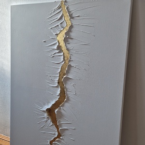Egyedi megrendelésre fehér arany absztrakt festmény 70x100cm  - művészet - festmény - akril - Meska.hu