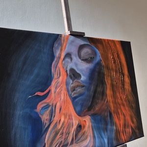 60x90cm Megrendelésre készülő: Vöröshajú hölgy olajfestmény , Művészet, Festmény, Olajfestmény, Festészet, MESKA
