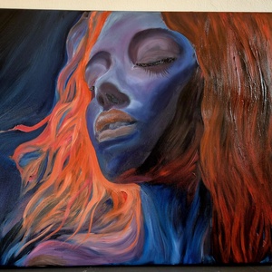 60x90cm Megrendelésre készülő: Vöröshajú hölgy olajfestmény  - művészet - festmény - olajfestmény - Meska.hu