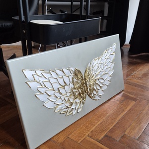Angyalszárny absztrakt festmény 40x80cm - művészet - festmény - Meska.hu