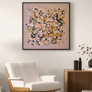 90x90cm Textúrált absztrakt akril festmény arany, bézs, fekete , Művészet, Festmény, Festmény vegyes technika, Festészet, MESKA