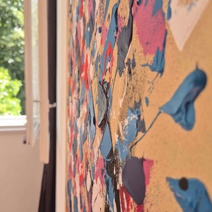 80x110cm Textúrált absztrakt akril festmény bézs, színes  - művészet - festmény - festmény vegyes technika - Meska.hu