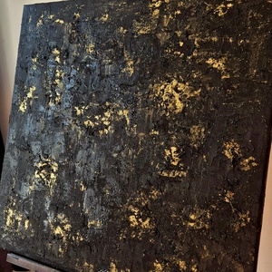 Fekete arany textúrált absztrakt festmény  - művészet - festmény - akril - Meska.hu