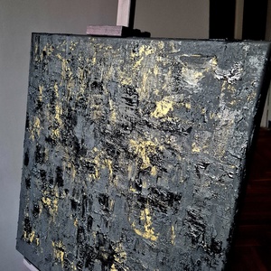 Fekete arany textúrált absztrakt festmény  - művészet - festmény - akril - Meska.hu