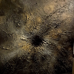 Fekete, arany textúrált absztraktfestmény 60x60cm  - Meska.hu