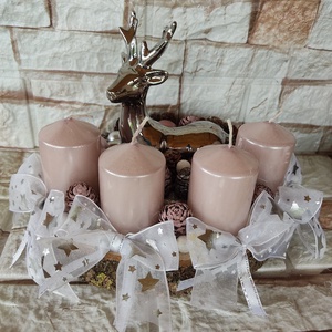 Ezüst színű szarvasos Adventi koszorú, Karácsony, Adventi díszek, Adventi koszorú, Mindenmás, MESKA