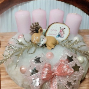 Alvó őzikés bézs adventi, Karácsony, Adventi díszek, Adventi koszorú, , MESKA