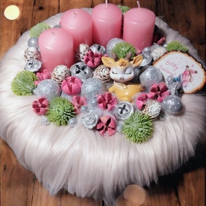 Szörmés őzikés adventi, Karácsony, Adventi díszek, Adventi koszorú, , MESKA