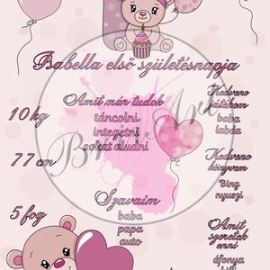 Születésnapi emlékposzter Cica, Baba - mama, Babaemlékek, Baba emlékőrző, , MESKA