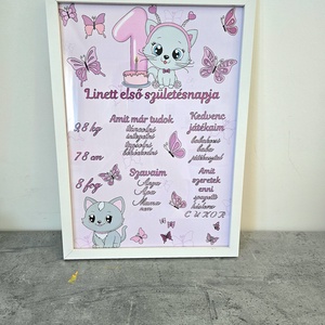 Születésnapi emlékposzter Cica - baba - mama - babaemlékek - baba emlékőrző - Meska.hu