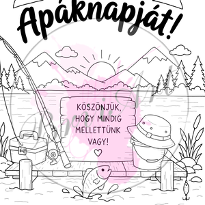 Apáknapi horgászos színező, Művészet, Grafika & Illusztráció, Digitális, Mindenmás, Papírművészet, MESKA