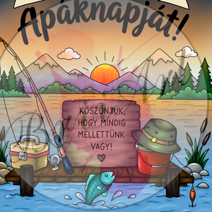 Apák napi poszter horgász, Művészet, Grafika & Illusztráció, Digitális, Papírművészet, Mindenmás, MESKA