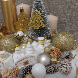 Arany adventi koszorú - karácsony - adventi díszek - adventi koszorú - Meska.hu