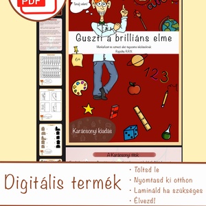 Guszti a brilliáns elme, digitális fejlesztő munkafüzet és színező 6-7 éves kis felfedezőknek (KARÁCSONYI kiadás) - művészet - grafika & illusztráció - digitális - Meska.hu