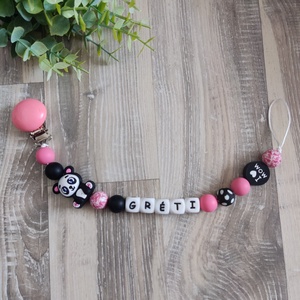 Pandás szilikon cumilánc rágókával  - baba - mama - baba játékok - cumilánc - Meska.hu