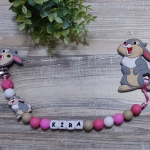 Nyuszis szilikon cumilánc rágókával , Baba - mama, Baba játékok, Cumilánc, Gyöngyfűzés, gyöngyhímzés, MESKA