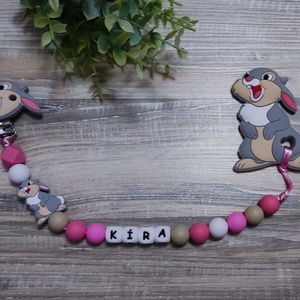 Nyuszis szilikon cumilánc rágókával  - baba - mama - baba játékok - cumilánc - Meska.hu