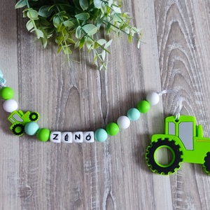 Traktor szilikon cumilánc rágókával , Baba - mama, Baba játékok, Cumilánc, Gyöngyfűzés, gyöngyhímzés, MESKA