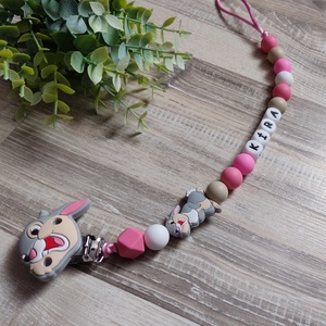 Nyuszis szilikon cumilánc rágókával , Baba - mama, Baba játékok, Cumilánc, Gyöngyfűzés, gyöngyhímzés, MESKA