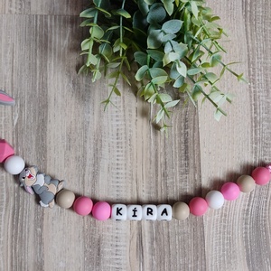 Nyuszis szilikon cumilánc rágókával  - baba - mama - baba játékok - cumilánc - Meska.hu