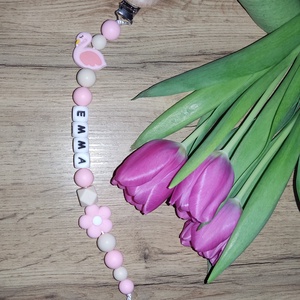 Flamingós egyedi szilikon cumilánc  - baba - mama - baba játékok - cumilánc - Meska.hu