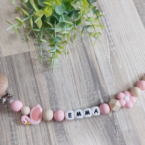 Flamingós egyedi szilikon cumilánc  - baba - mama - baba játékok - cumilánc - Meska.hu