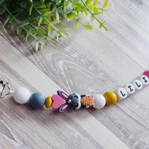 Húsvéti nyuszis egyedi cumilánc  - baba - mama - baba játékok - cumilánc - Meska.hu