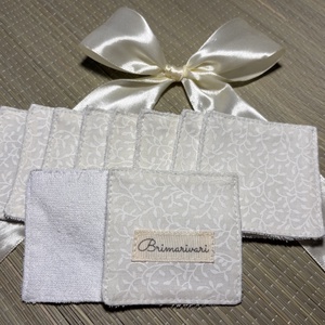 Arctisztító párna -fehér indák - szépségápolás - arcápolás - arctisztító korong - Meska.hu