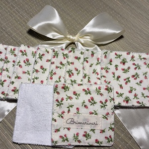 Arctisztító párna -  piros kis virágok - szépségápolás - arcápolás - arctisztító korong - Meska.hu