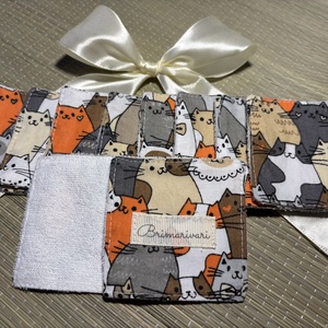 Arctisztító párna -barna cicás - szépségápolás - arcápolás - arctisztító korong - Meska.hu