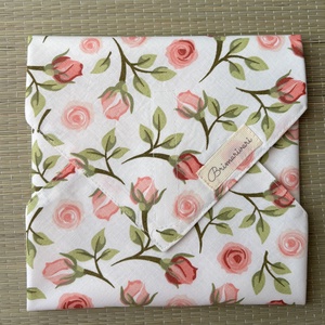 Rózsás  újraszalvéta - táska & tok - uzsonna- & ebéd tartó - szendvics csomagoló - Meska.hu