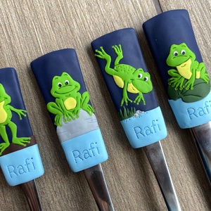 gyermek méretű evőeszköz készlet - béka - otthon & életmód - konyhafelszerelés, tálalás - tálalás - kanál & villa - Meska.hu