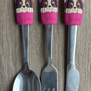 Gyerek evőeszköz szett - Minnie és Sky - otthon & életmód - konyhafelszerelés, tálalás - tálalás - kanál & villa - Meska.hu