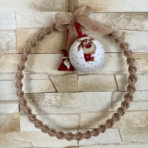 Makramé karácsonyi kopogtató/ajtódísz, Karácsony, Adventi díszek, Adventi ajtódísz, Csomózás, MESKA