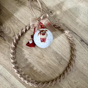 Makramé karácsonyi kopogtató/ajtódísz - karácsony - adventi díszek - adventi ajtódísz - Meska.hu