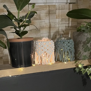 Makramé mécsestartó, Karácsony, Karácsonyi lakásdekoráció, Karácsonyi lakásdíszek, Csomózás, MESKA