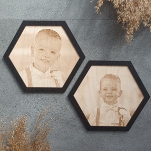 Hexagon gravírozott kép - otthon & életmód - dekoráció - kép & falikép - fából készült kép - Meska.hu