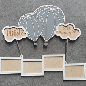 Hőlégballon képkeret, Otthon & Életmód, Babaszoba, gyerekszoba, Babaszoba kép, Festett tárgyak, Gravírozás, pirográfia, MESKA
