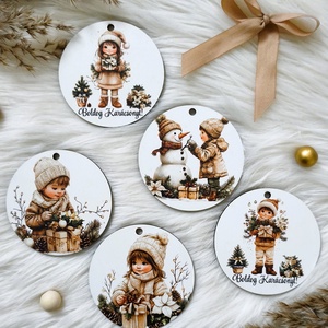 Színes karácsonyfadíszek vintage stílusban, Karácsony, Karácsonyi lakásdekoráció, Karácsonyfadíszek, Decoupage, transzfer és szalvétatechnika, Famegmunkálás, MESKA